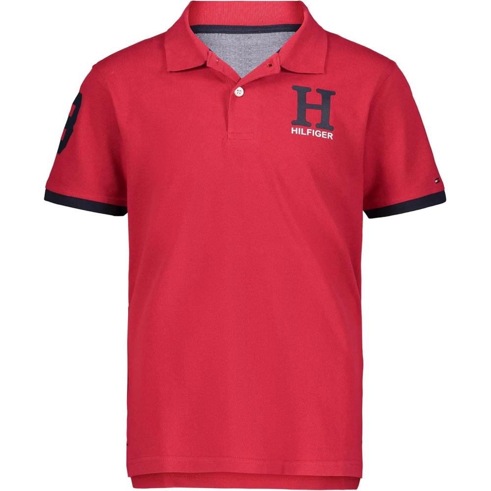 imageTommy Hilfiger Boys Short Sleeve Pique Matt Polo Button ShirtScarlet Sage