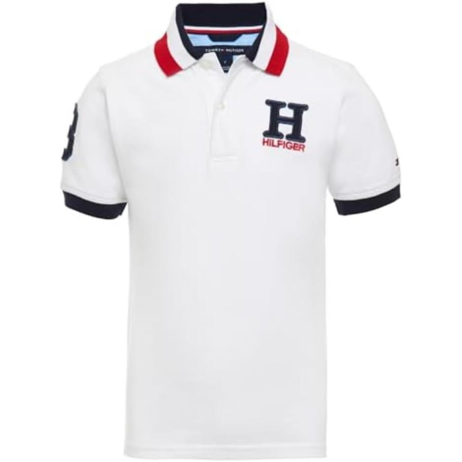 imageTommy Hilfiger Boys Short Sleeve Premium Pique Polo Shirt Button Closure Soft ampamp ComfortableMatt Tricollar White
