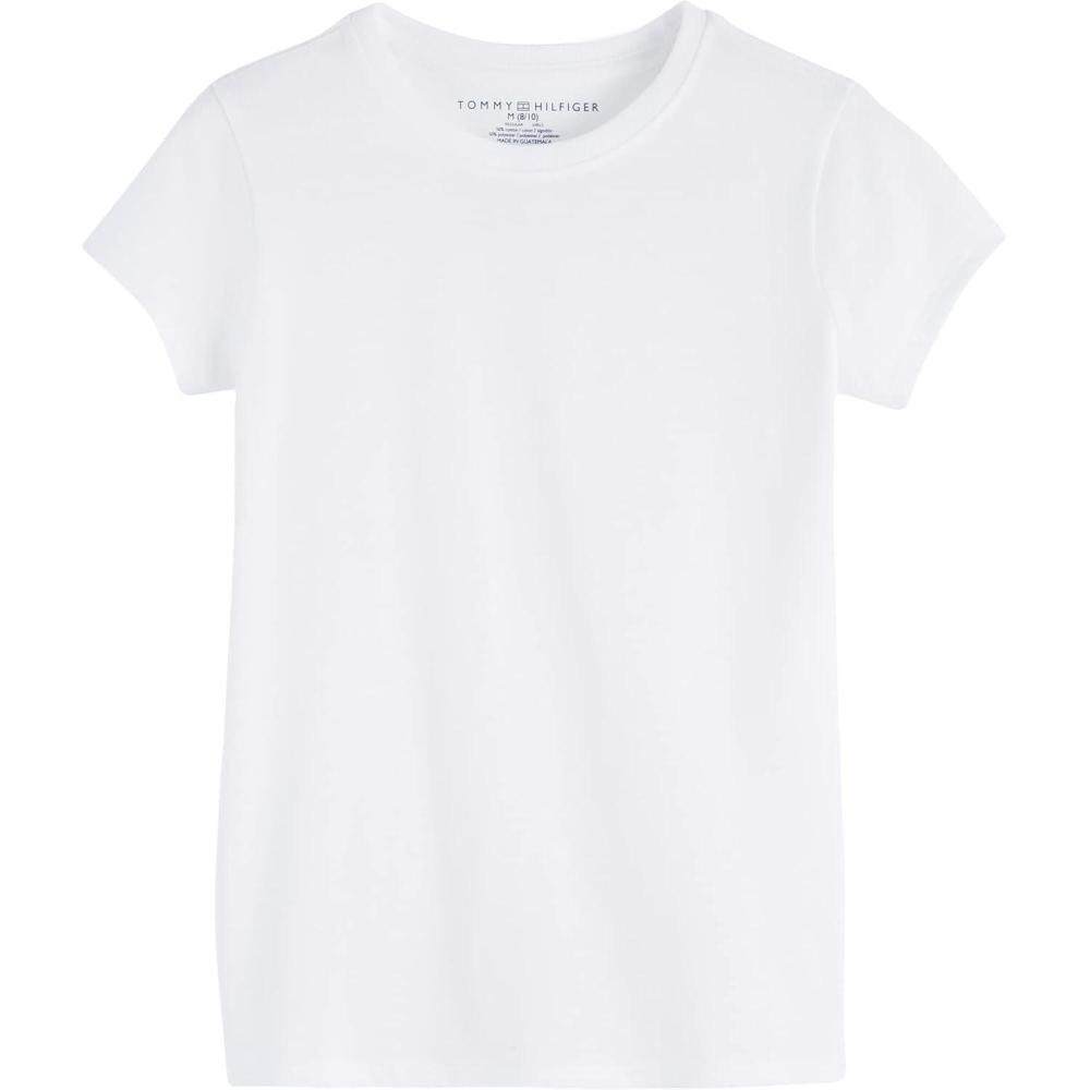 imageTommy Hilfiger Girls Fem Fit Short Sleeve Everyday Kids School Uniform TeeWhite