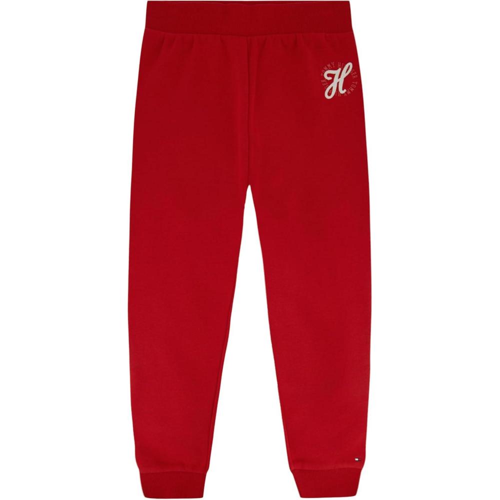 imageTommy Hilfiger Girls Fleece Jogger Sweatpants with Ribbed Cuffs ampamp Functional Side PocketsChili Pepper
