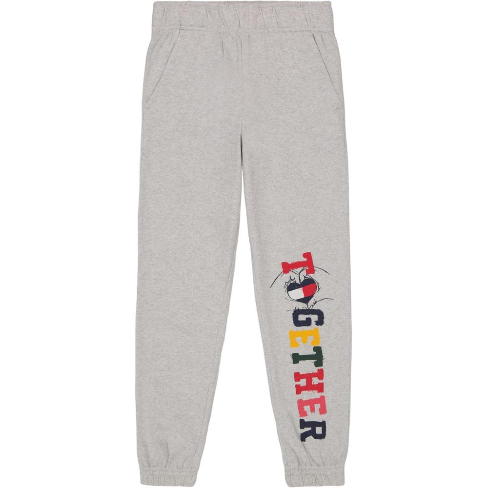 imageTommy Hilfiger Girls Fleece Jogger Sweatpants with Ribbed Cuffs ampamp Functional Side PocketsOat Heather Together