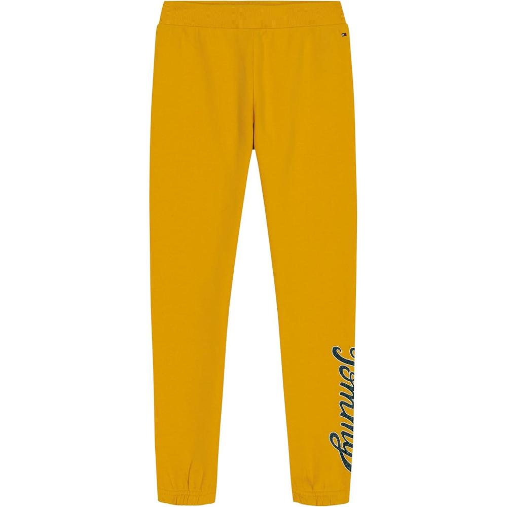 imageTommy Hilfiger Girls Fleece Jogger Sweatpants with Ribbed Cuffs ampamp Functional Side PocketsOld Gold