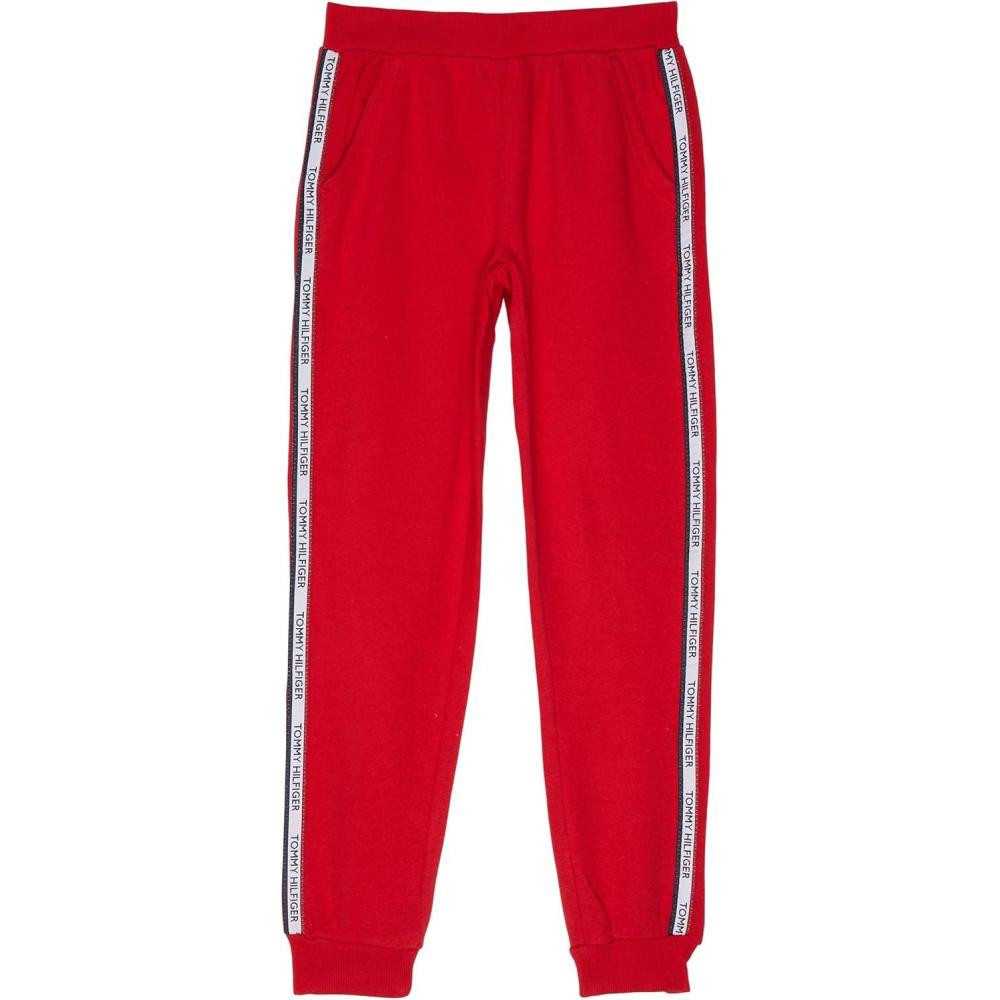 imageTommy Hilfiger Girls Fleece Jogger Sweatpants with Ribbed Cuffs ampamp Functional Side PocketsRed Tape