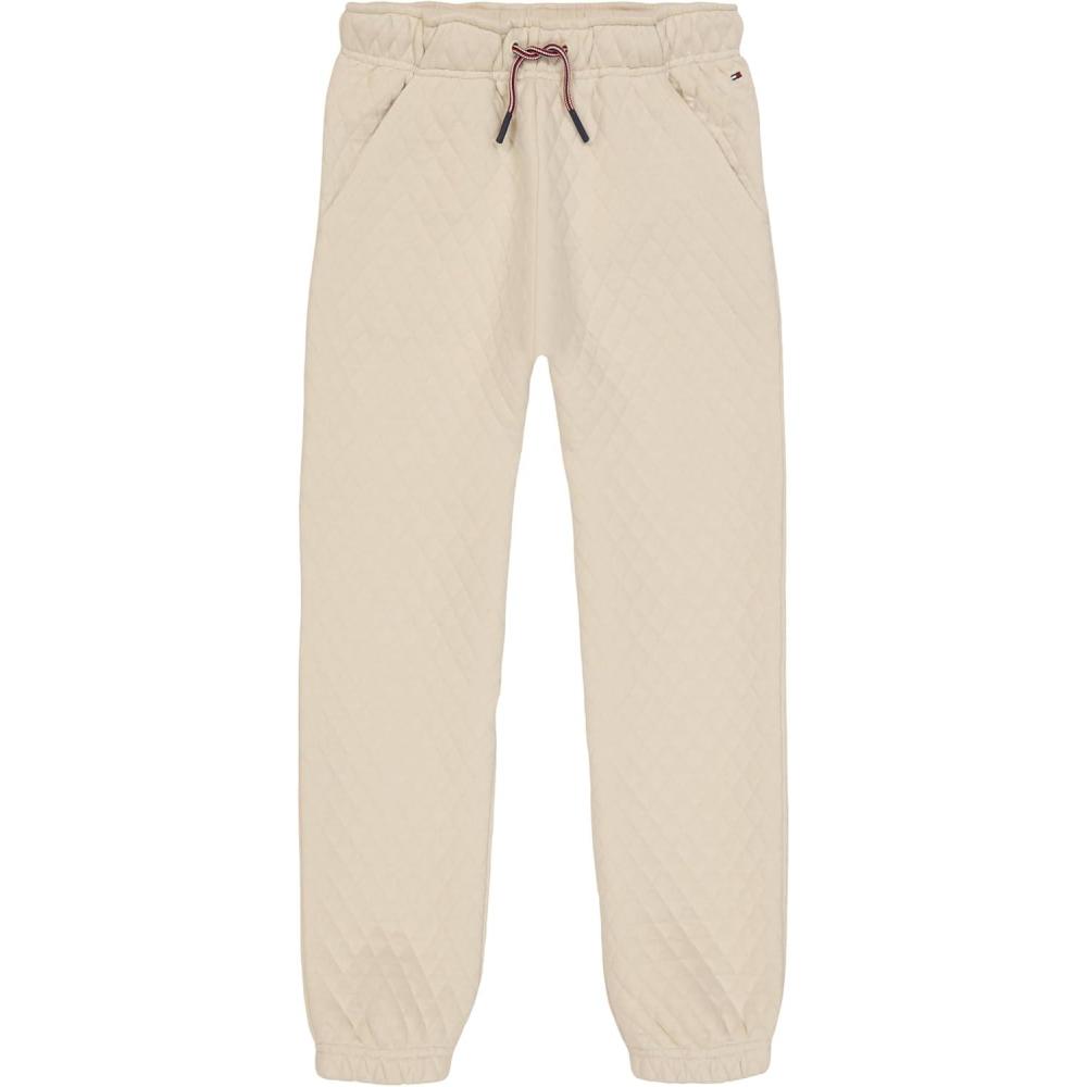 imageTommy Hilfiger Girls Fleece Jogger Sweatpants with Ribbed Cuffs ampamp Functional Side PocketsWhite Swan