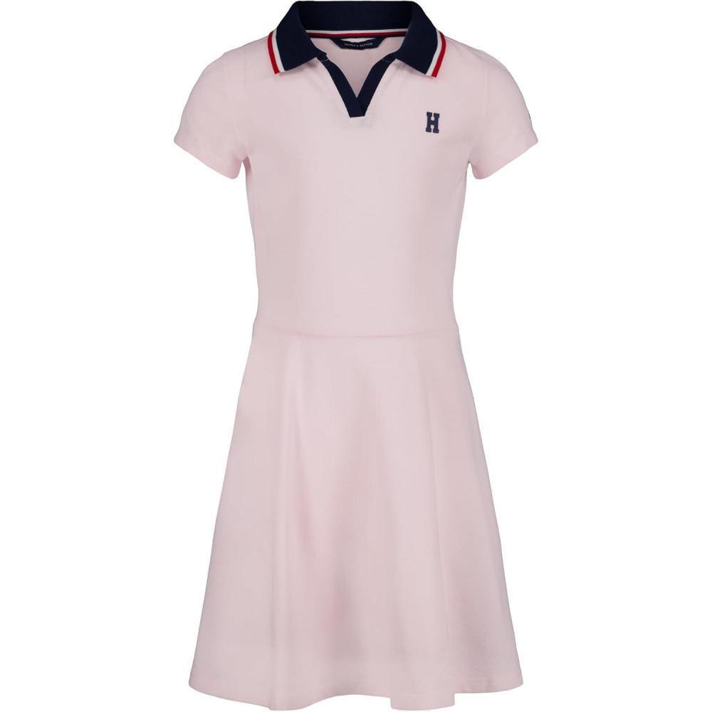 imageTommy Hilfiger Girls Short Sleeve Knit Polo Dress Everyday Casual Wear Soft ampamp Comfortable FitJohnny Collar Blushing Bride