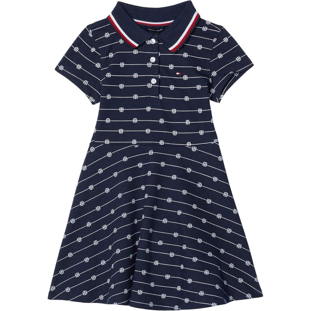 imageTommy Hilfiger Girls Short Sleeve Knit Polo Dress Everyday Casual Wear Soft ampamp Comfortable FitNavy Blazer