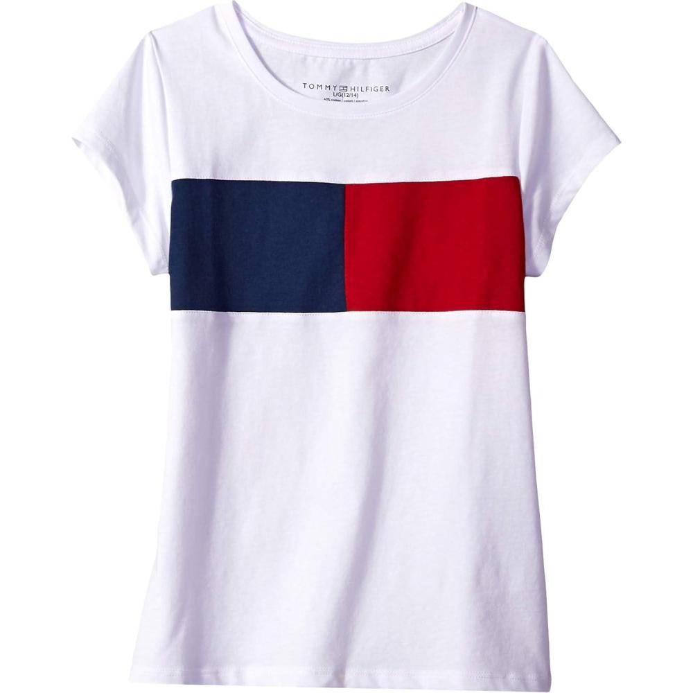 imageTommy Hilfiger Girls Short Sleeve TShirt with Flag Logo Cotton Blend Tee with Tagless InteriorWhite 4053