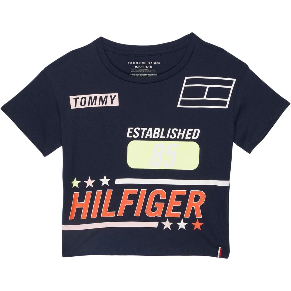 imageTommy Hilfiger Girls Sport Short Sleeve TShirt Crew Neckline Lightweight ampamp StretchyNavy Cycling