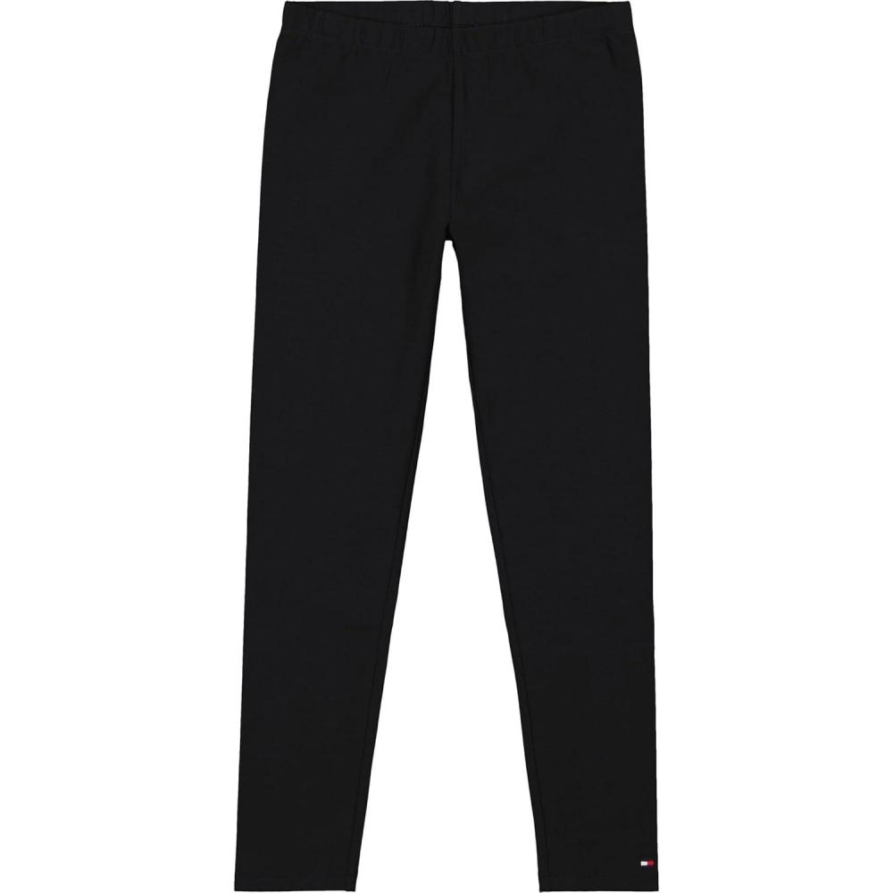 imageTommy Hilfiger Girls Stretch Jersey Leggings FullLength Pants with Classic Logo TrimmingDark Sable