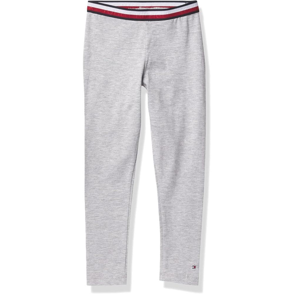 imageTommy Hilfiger Girls Stretch Jersey Leggings FullLength Pants with Classic Logo TrimmingGrey Global