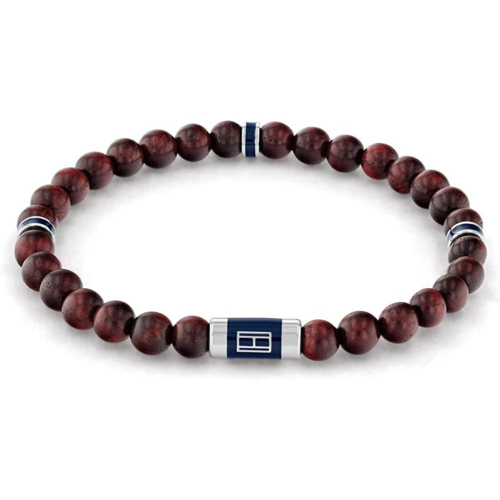 imageTommy Hilfiger Mens Jewelry Wood Beaded BraceletDark Brown