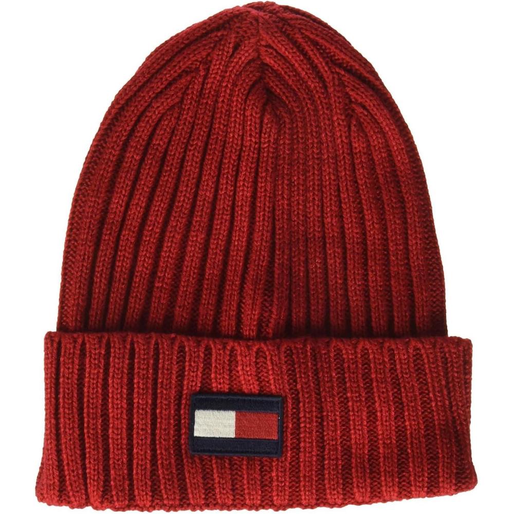 imageTommy Hilfiger Mens Ribbed Cuff HatRed Flag Patch