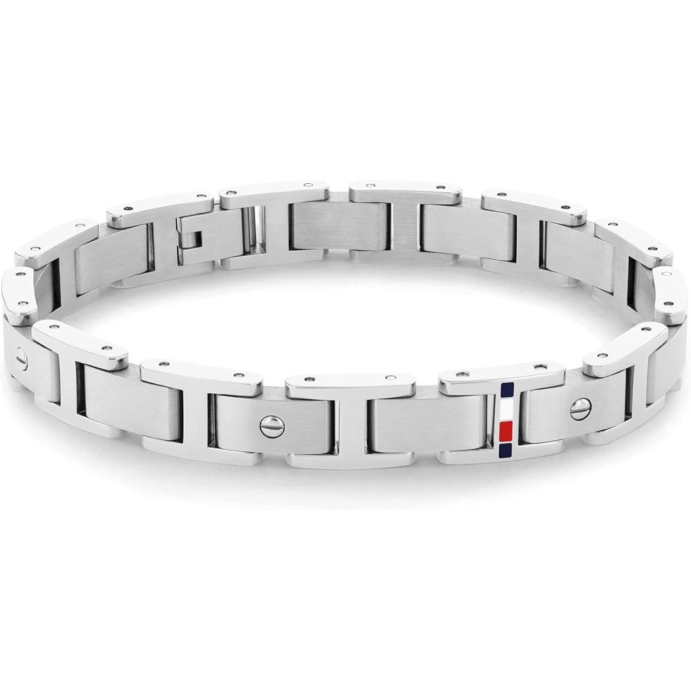 imageTommy Hilfiger Mens Screws Ionic Plated Black Steel Link BraceletSilver
