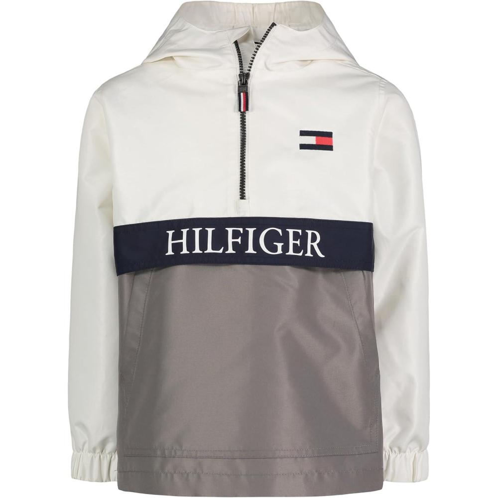 imageTommy Hilfiger boys Lightweight Popover Windbreaker With HoodSnow White