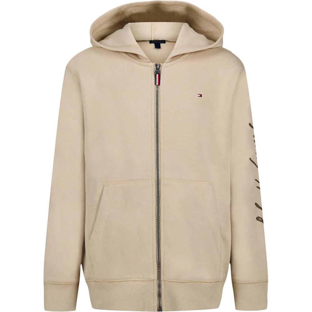 imageTommy Hilfiger boys Long Sleeve Fleece Full Zip Hoodie With Front PocketsSignature Hummus