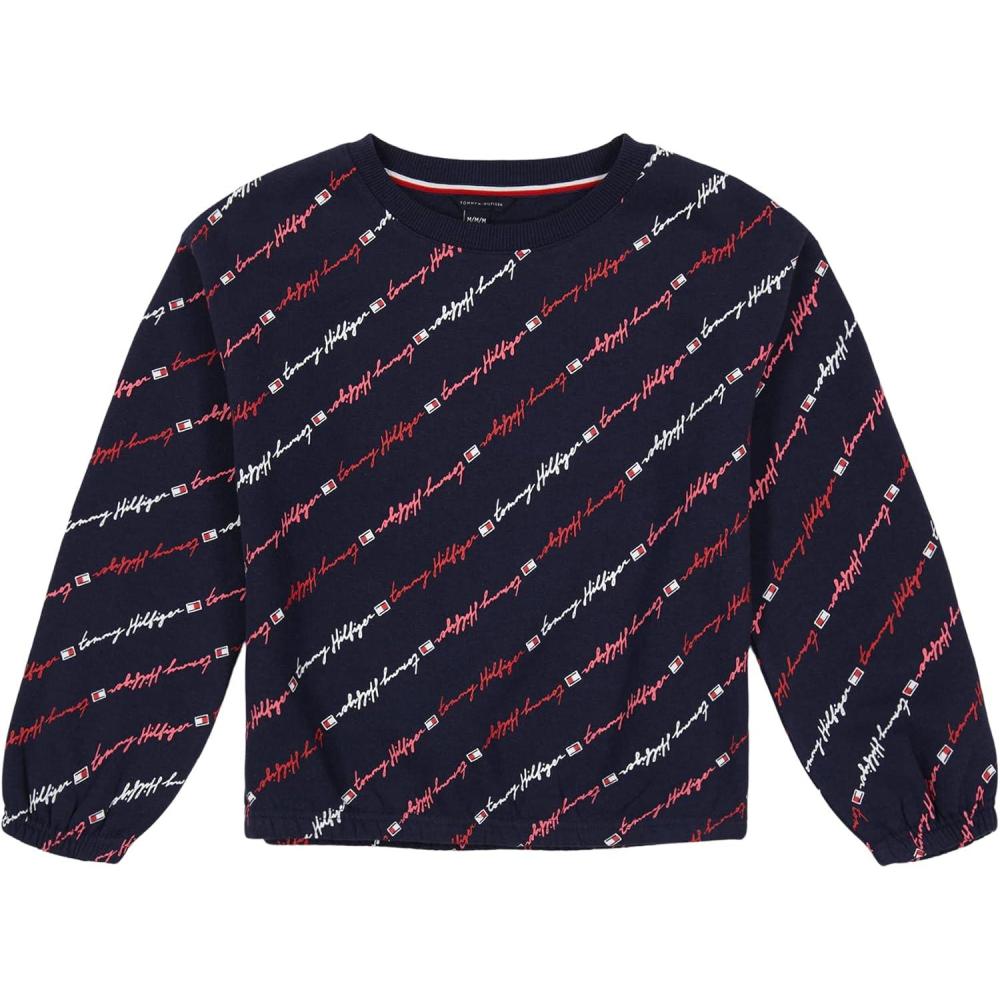 imageTommy Hilfiger girls Fleece Pullover Crewneck SweatshirtNavy Blazer 09g