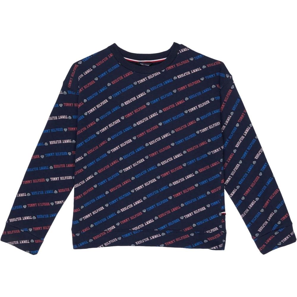 imageTommy Hilfiger girls Fleece Pullover Crewneck SweatshirtNavy Blazer Logo