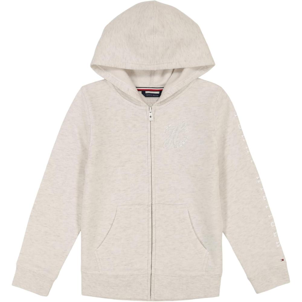 imageTommy Hilfiger girls Fleece Pullover Crewneck SweatshirtOat Heather