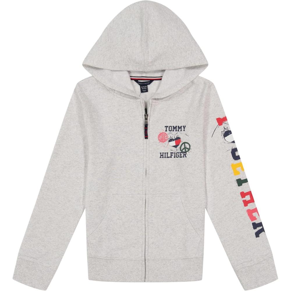 imageTommy Hilfiger girls Fleece Pullover Crewneck SweatshirtOat Heather Together