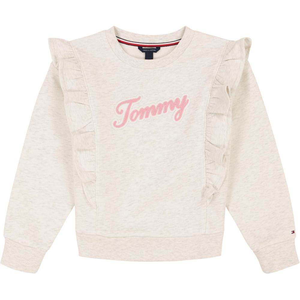 imageTommy Hilfiger girls Fleece Pullover Crewneck SweatshirtOat Ruffle