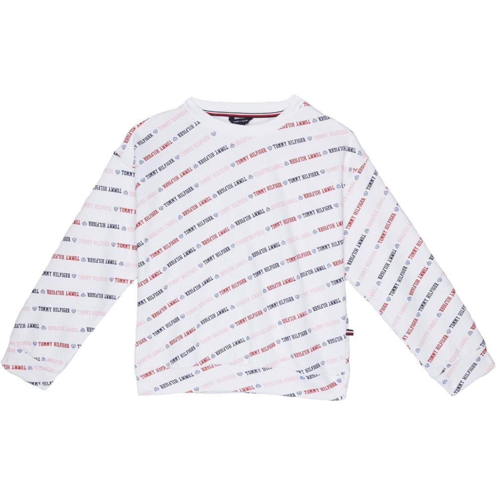 imageTommy Hilfiger girls Fleece Pullover Crewneck SweatshirtWhite Logo