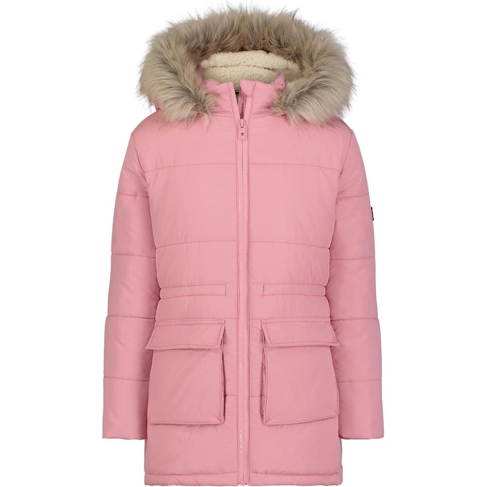 imageTommy Hilfiger girls Long Length Heavyweight Puffer Jacket With Polar Fleece LiningAnorak Primrose