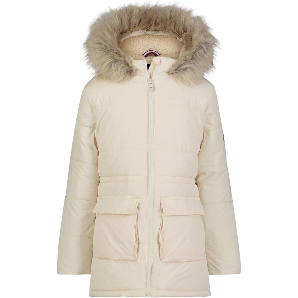 imageTommy Hilfiger girls Long Length Heavyweight Puffer Jacket With Polar Fleece LiningAnorak White