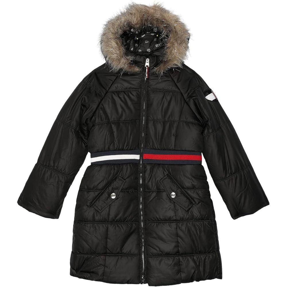 imageTommy Hilfiger girls Long Length Heavyweight Puffer Jacket With Polar Fleece LiningBlack 11g