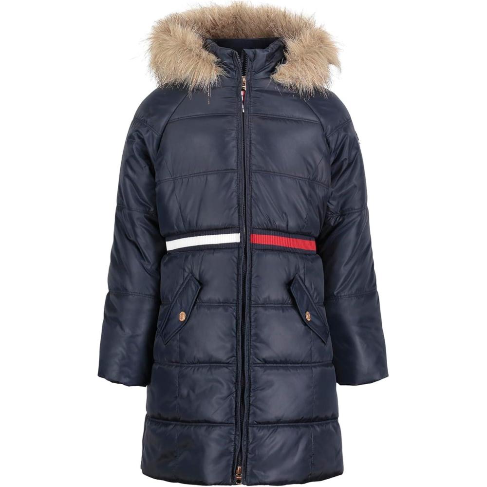 imageTommy Hilfiger girls Long Length Heavyweight Puffer Jacket With Polar Fleece LiningNavy Blazer