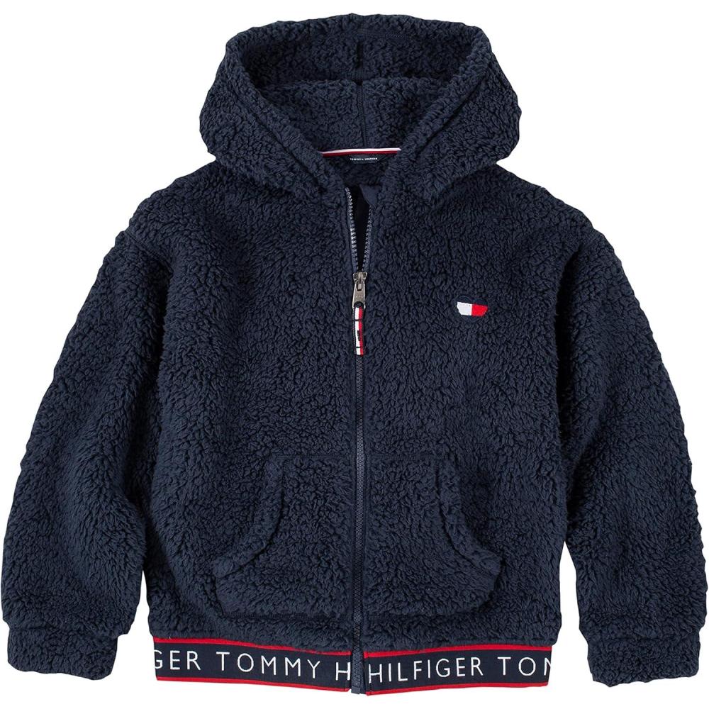 imageTommy Hilfiger girls Long Sleeve Fleece Full Zip Hoodie Sweatshirt With Front PocketsNavy Sherpa