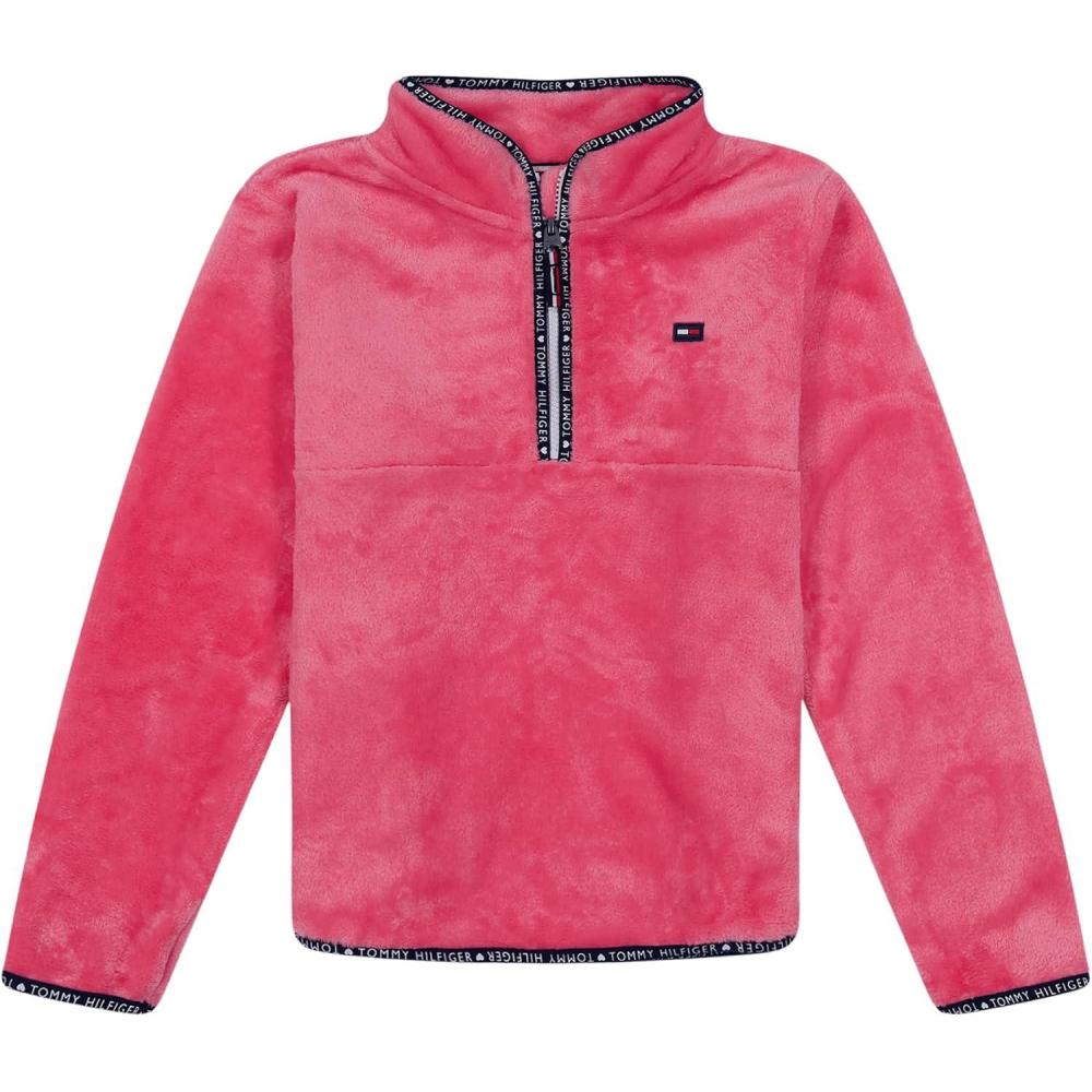 imageTommy Hilfiger girls Long Sleeve Quarterzip Fleece Pullover SweatshirtHot Pink