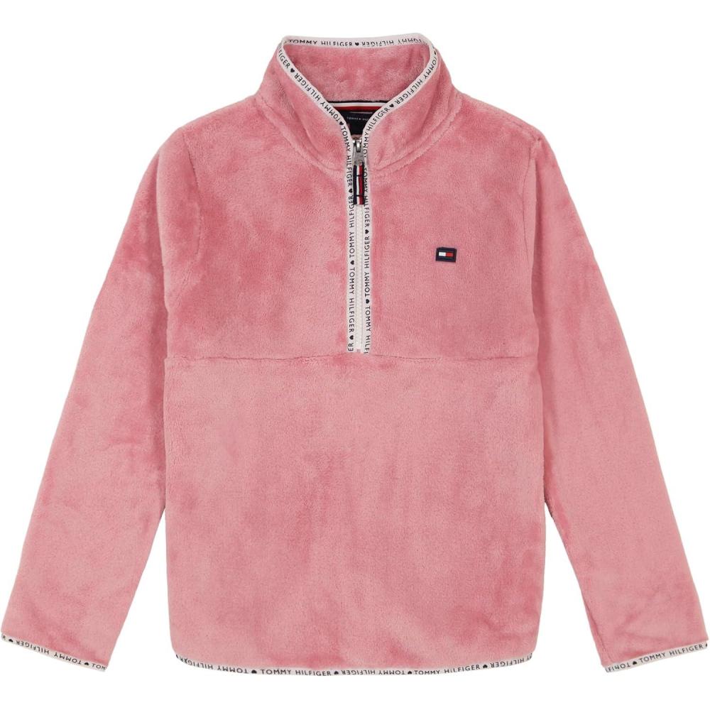 imageTommy Hilfiger girls Long Sleeve Quarterzip Fleece Pullover SweatshirtPrimrose Chipie