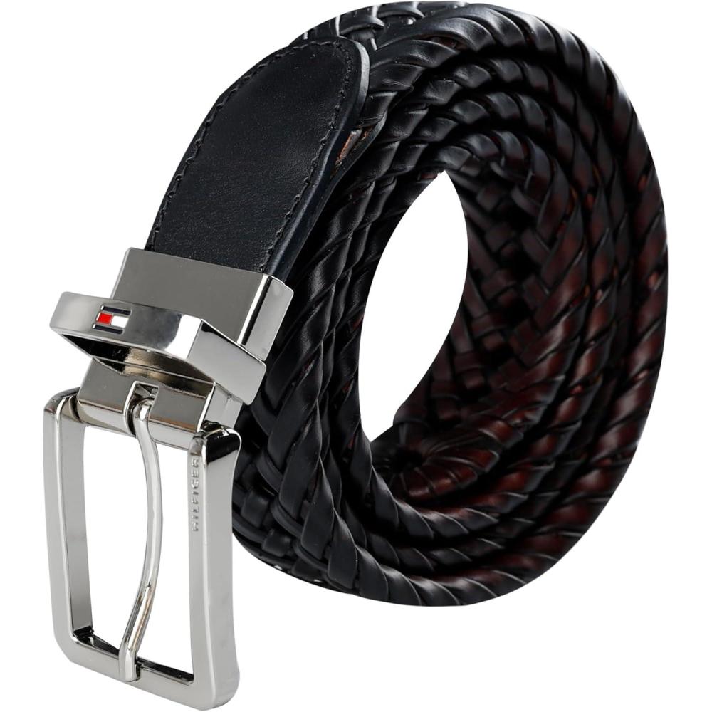 imageTommy Hilfiger mens Reversible Braided BeltBlackBrown