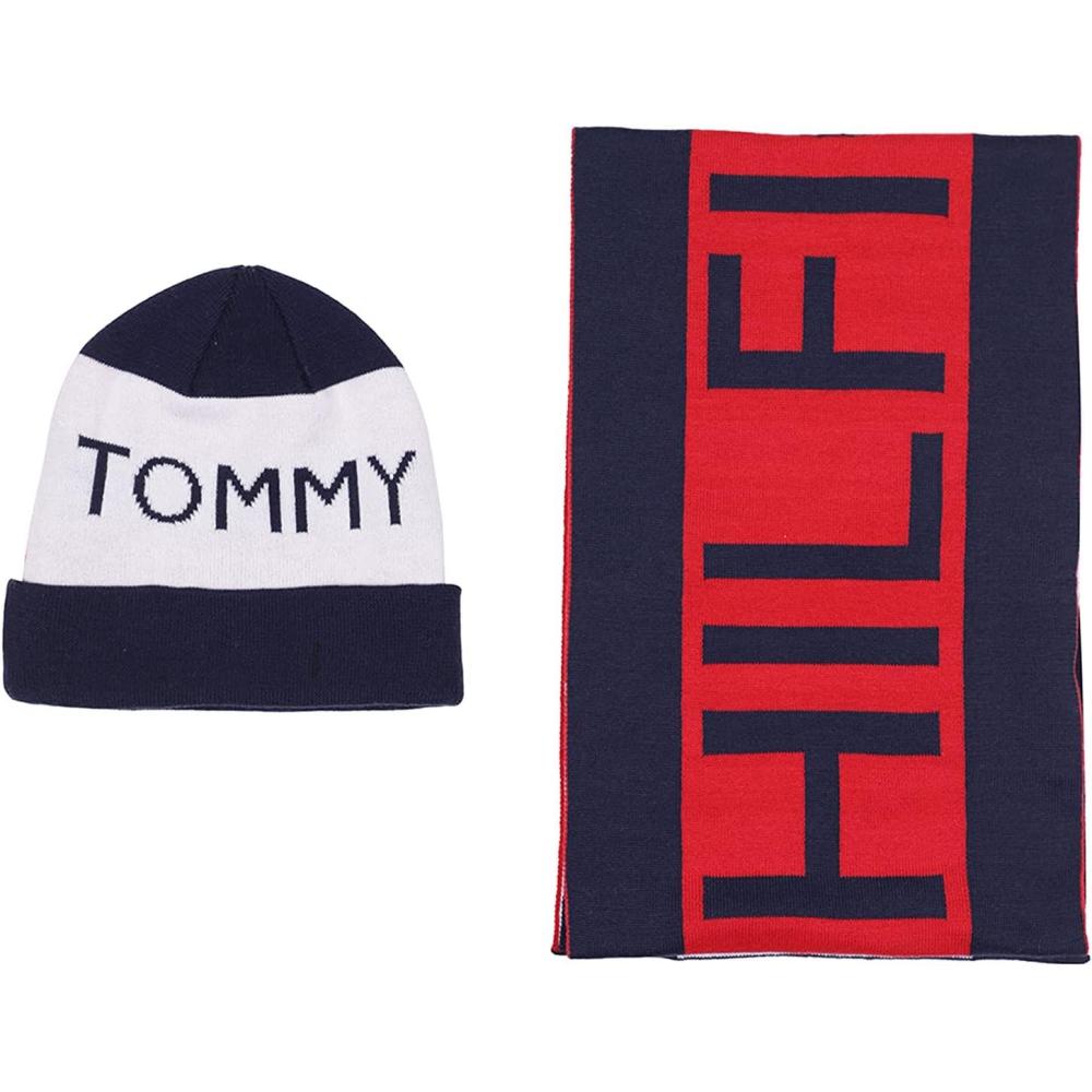 imageTommy Hilfiger mens Scarf and Hat Cold Weather Accessories Gift SetSky Captain