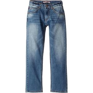 Tommy Hilfiger Boys 5-Pocket Stretch Slim Straight Leg Denim Jean, Zipper Fly & Button Closure(Stone Blue)