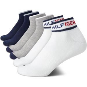 Tommy Hilfiger Boys’ Athletic Socks – Performance Cushion Quarter Cut Ankle Socks (6 Pack)(White Assorted)