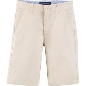 Tommy Hilfiger Boys Flat Front Twill Blend Shorts, Kids School Uniforms Clothes(Khaki)
