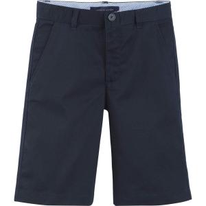 Tommy Hilfiger Boys Flat Front Twill Blend Shorts, Kids School Uniforms Clothes(Navy)