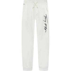 Tommy Hilfiger Boys Fleece Jogger Sweatpant, Drawstring Closure(Signature Fresh White)