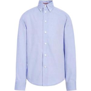 Tommy Hilfiger Boys Long Sleeve Dress Shirt, Collared Button-Down with Cuff Sleeves, Gingham(Blue)