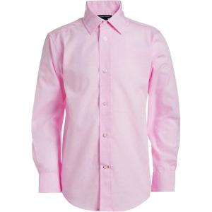 Tommy Hilfiger Boys Long Sleeve Dress Shirt, Collared Button-Down with Cuff Sleeves, Gingham(Light Pink)
