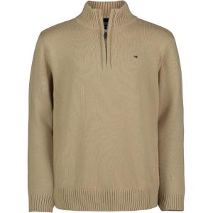 Tommy Hilfiger Boys Long Sleeve Quarter Zip Sweater(Irish Cream)