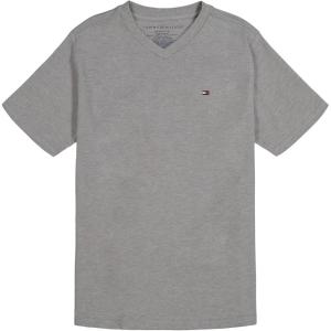 Tommy Hilfiger Boys Short Sleeve Flag Solid V-Neck T-Shirt(Classic Grey Heather)