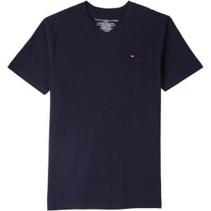 Tommy Hilfiger Boys Short Sleeve Flag Solid V-Neck T-Shirt(Classic Navy Blazer)
