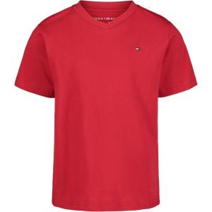 Tommy Hilfiger Boys Short Sleeve Flag Solid V-Neck T-Shirt(Classic Scarlet Sage)