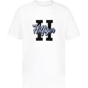 Tommy Hilfiger Boys’ Short Sleeve Graphic Crew Neck T-Shirt, Soft, Comfortable, Relaxed Fit(Hilfiger H Fresh White)