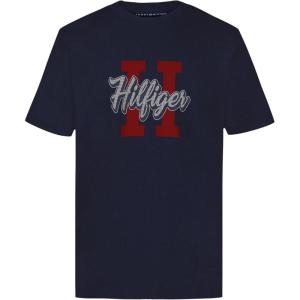 Tommy Hilfiger Boys’ Short Sleeve Graphic Crew Neck T-Shirt, Soft, Comfortable, Relaxed Fit(Hilfiger H Navy Blazer)
