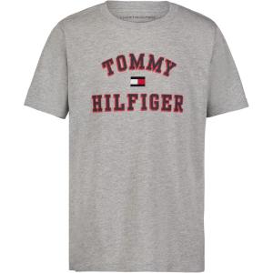 Tommy Hilfiger Boys’ Short Sleeve Graphic Crew Neck T-Shirt, Soft, Comfortable, Relaxed Fit(Old Varsity Grey Heather)