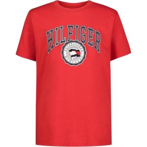 Tommy Hilfiger Boys’ Short Sleeve Graphic Crew Neck T-Shirt, Soft, Comfortable, Relaxed Fit(Red Varsity Flag)