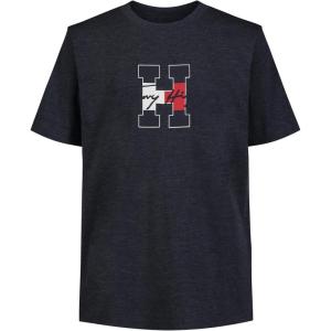 Tommy Hilfiger Boys’ Short Sleeve Graphic Crew Neck T-Shirt, Soft, Comfortable, Relaxed Fit(Script H Navy Heather)